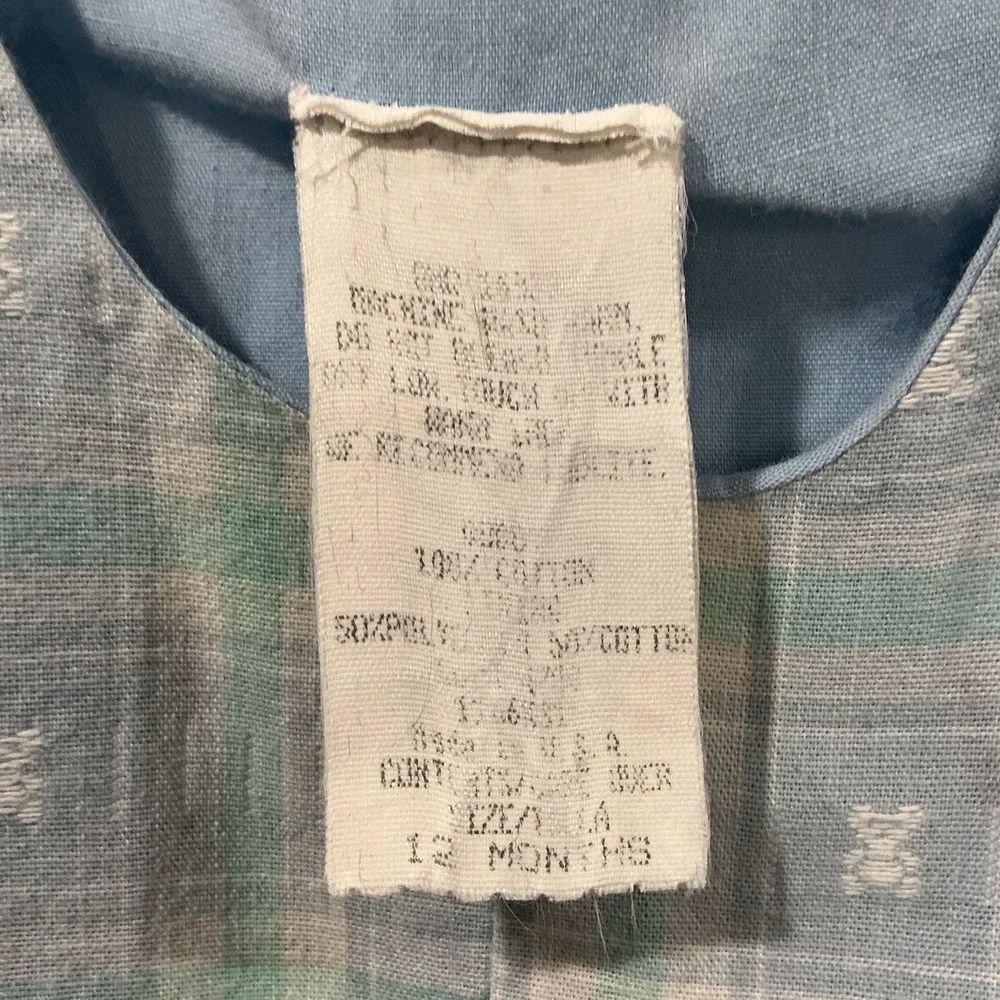 Vintage Boys Size 12M Teddy Bear Plaid Romper Shortall Jumper Made In USA